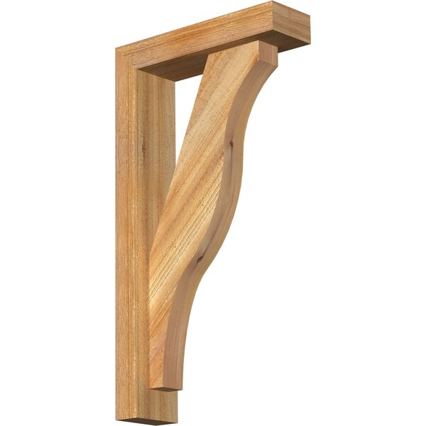 Ekena Millwork Funston Block Rough Sawn Bracket w/ Offset Brace, Western Red Cedar, 4"W x 14"D x 26"H BKT0402X14X26FST05RWR - main